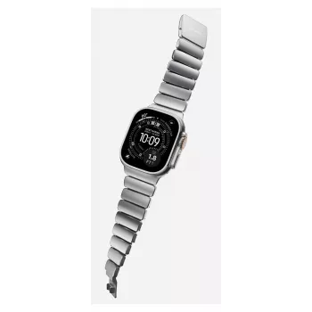 NOMAD Stratos Band - titaaniranneke Apple Watch 49mm FKM (luonnontitaani, musta FKM)