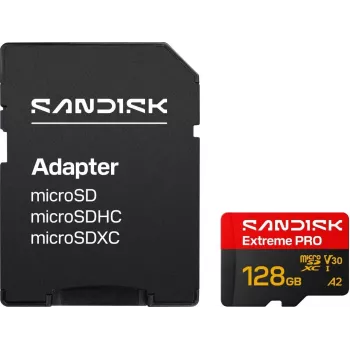SanDisk microSDXC Extreme PRO 128 GB UHS-I V30 A2 jopa 250 MB/s luku