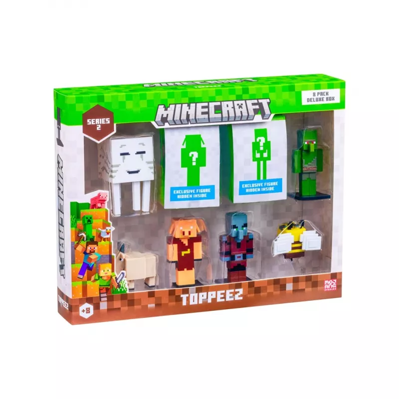 Minecraft S2 figuurit - 8 kpl:n Deluxe-laatikko (valikoima)