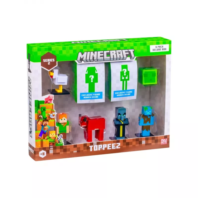 Minecraft S2 figuurit - 8 kpl:n Deluxe-laatikko (valikoima)