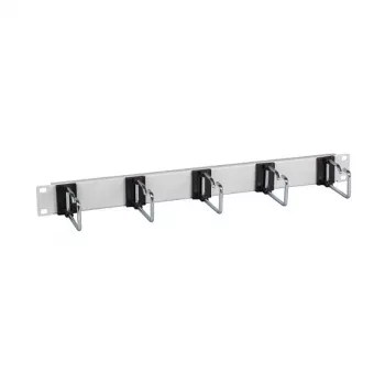 EFB-Elektronik 48,30cm (19) 1HE kaapelinhallintapaneeli, 5 x teräskahvaa 75 mm, etulevy RAL9005 Valmistaja: EFB Elektronik (699980TS.1)