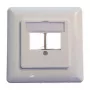 EFB Elektronik 2-porttinen Keystone-kehyssarja ET-25091 — suora DIN49075-lähtö, RAL9003 valkoinen, 80×80 mm kehys ja 50×50 mm keskilevy