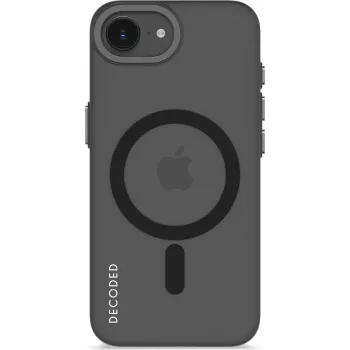 Decoded läpinäkyvä kotelo iPhone 16e:lle, mattamusta läpinäkyvä