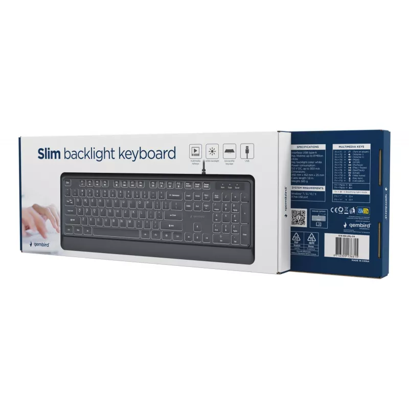 Näppäimistö Multimedia USB ENG/musta KB-UML-04 Gembird