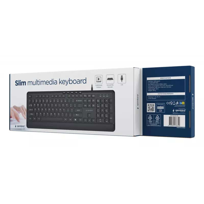 Näppäimistö Multimedia USB ENG/musta KB-MCH-05 Gembird