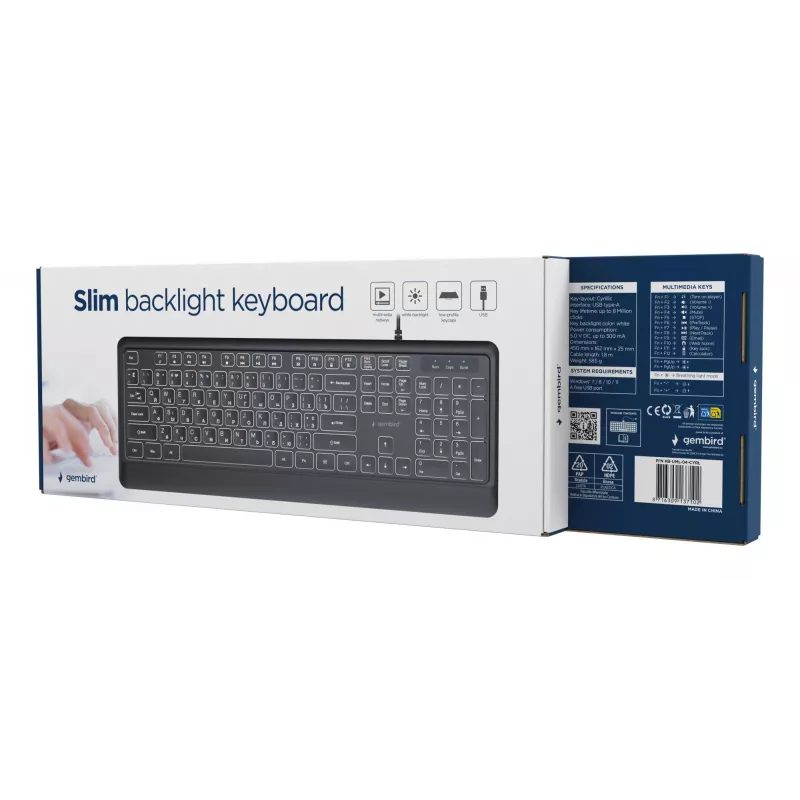 Näppäimistö Multimedia USB kyrillinen/musta KB-UML-04-CYRL Gembird