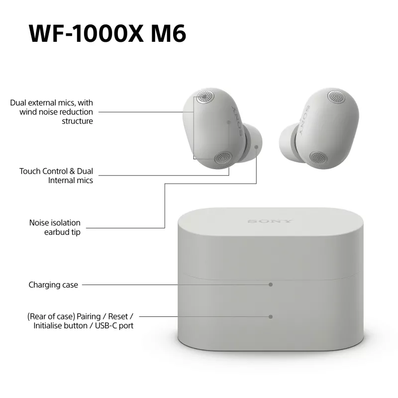 Sony WF1000XM6S.CE7 kuulokkeet langattomat in-ear puhelut/musiikki Bluetooth hopea
