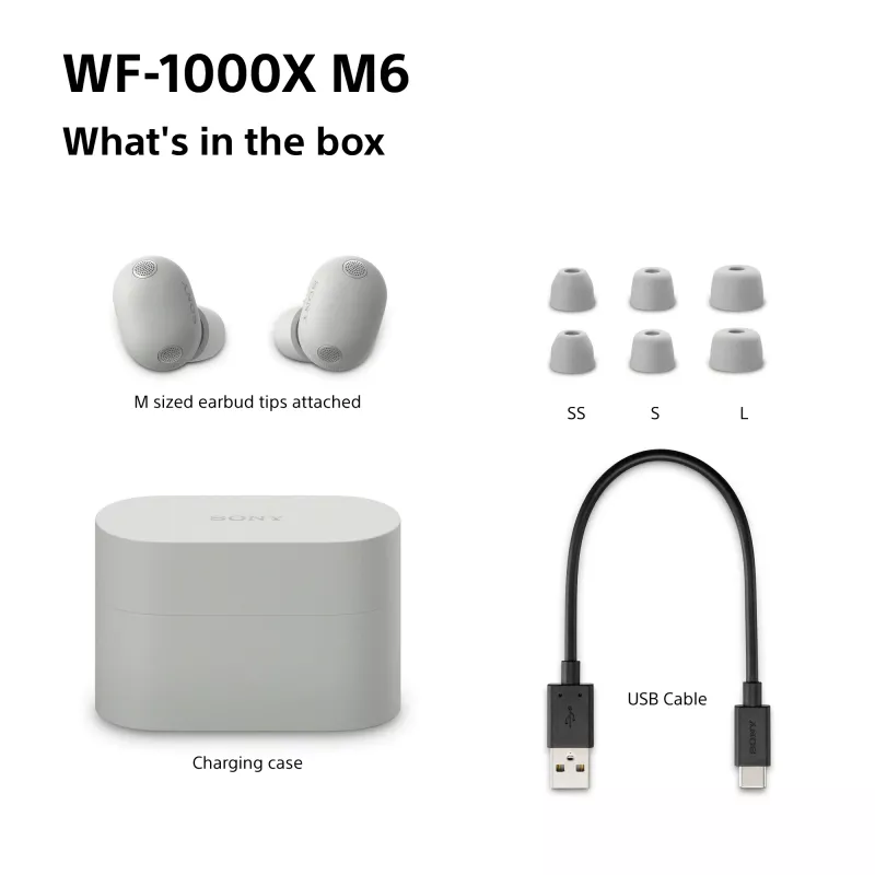 Sony WF1000XM6S.CE7 kuulokkeet langattomat in-ear puhelut/musiikki Bluetooth hopea