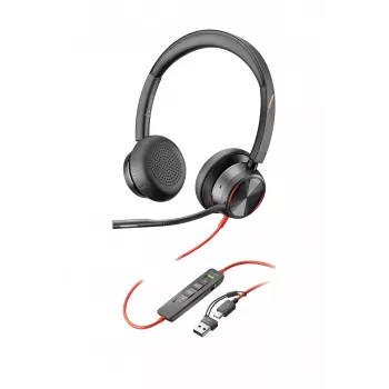 HP Poly Blackwire 8225 stereo USB-C kuulokkeet +USB-C/A sovitin