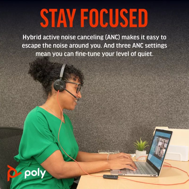 HP Poly Blackwire 8225 stereo USB-C kuulokkeet +USB-C/A sovitin
