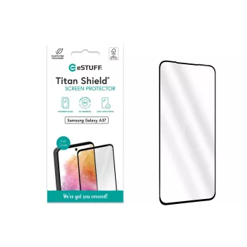 eSTUFF Samsung Galaxy A37 täysi peitto näytönsuojalasi. Titan Shield kirkas näytönsuoja 1 kpl