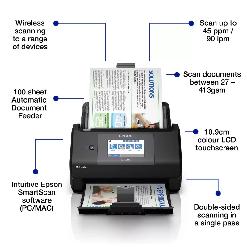 Epson WorkForce ES-590W syöttöskanneri 600 x 600 DPI A4 musta
