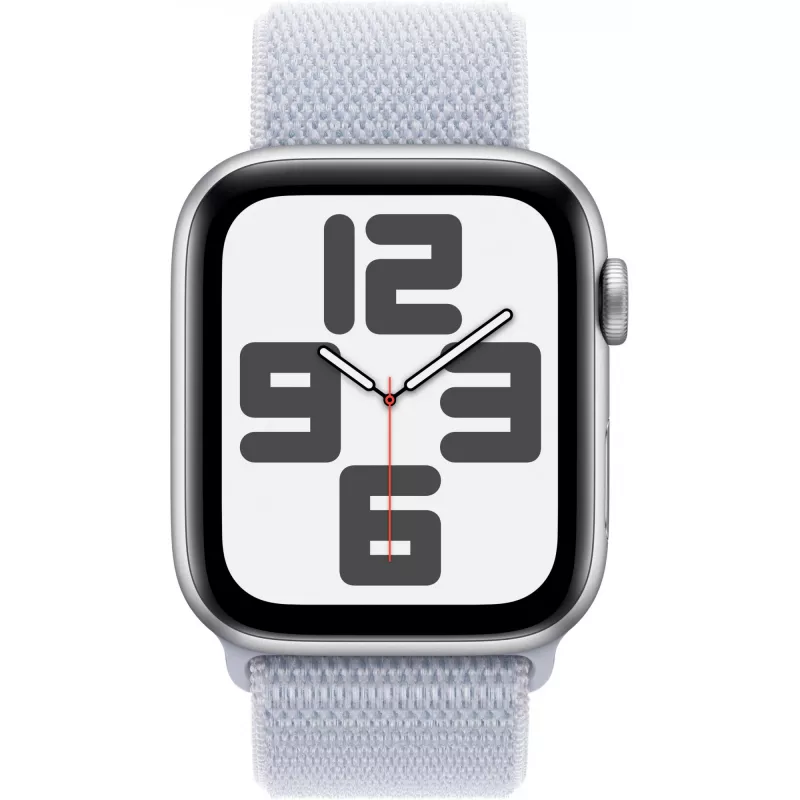 Apple Watch SE GPS 44 mm alumiinikotelo hopea, Sport Loop -ranneke Blue Cloud
