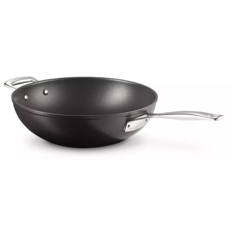 Le Creuset Toughened Non-Stick wok 30 cm musta/hopea