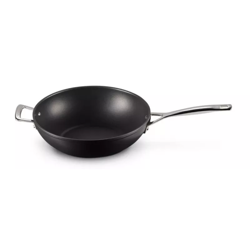 Le Creuset Toughened Non-Stick wok 30 cm musta/hopea