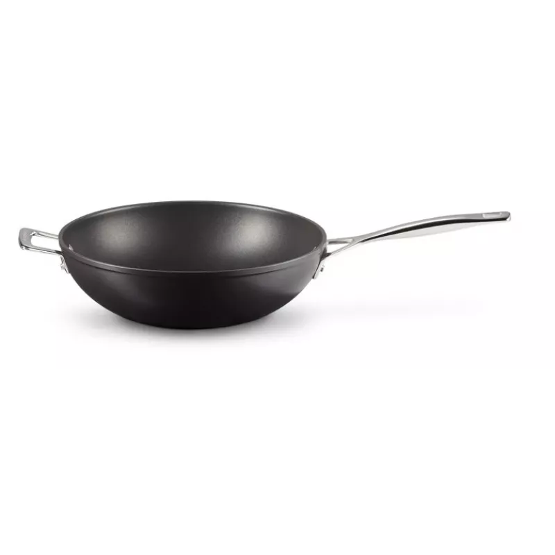Le Creuset Toughened Non-Stick wok 30 cm musta/hopea