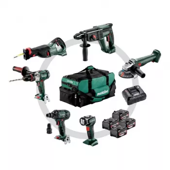 METABO Set COMBO 18V 6.1 (SB18LTX +SSW18LTX300BL +KH18LTX24 +W18L9-125QUICK +SSEP18LT +ULA) 4x4,0Ah laukku