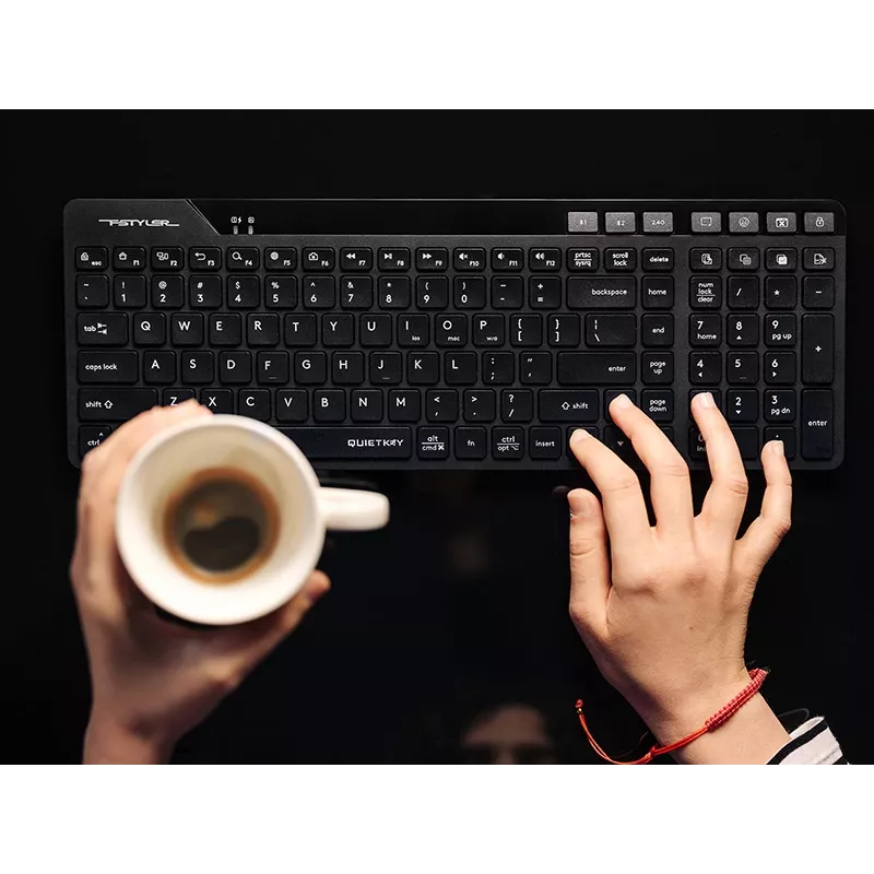A4Tech Fstyler FBK27C AS 2,4GHz+BT hiljainen näppäimistö, musta