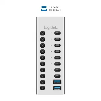 USB3.2 Gen1 -keskitin 10 porttia USB-A/C, virtakytkin