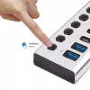 USB3.2 Gen1 -keskitin 10 porttia USB-A/C, virtakytkin