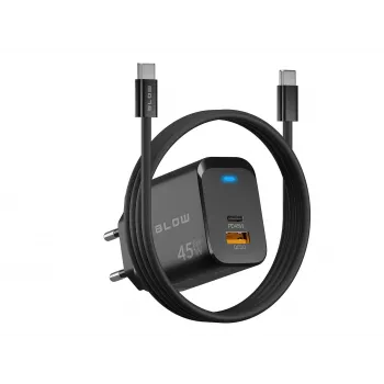 Seinä laturi USB-A USB-C PD 45W + kaapeli