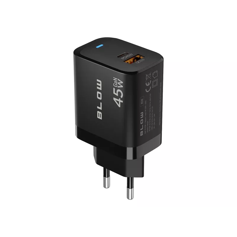 Seinä laturi USB-A USB-C PD 45W + kaapeli