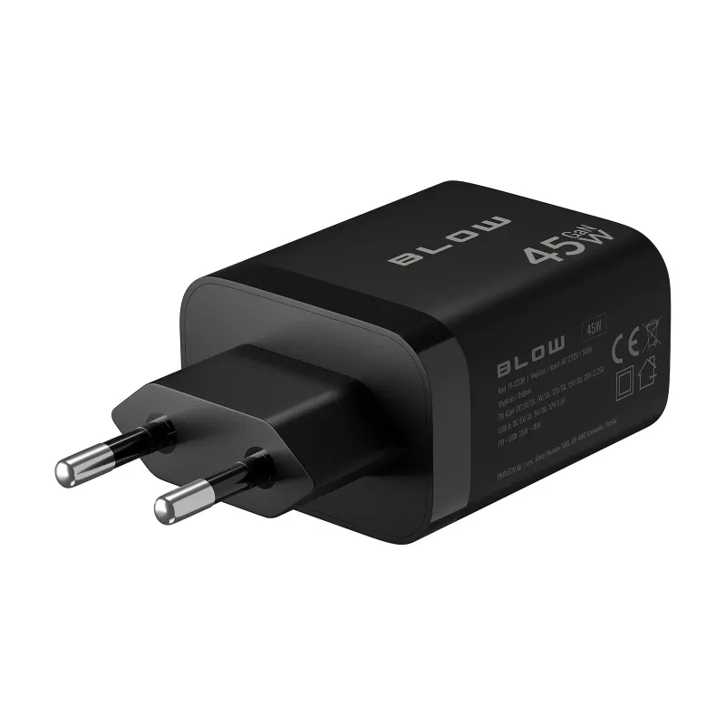 Seinä laturi USB-A USB-C PD 45W + kaapeli