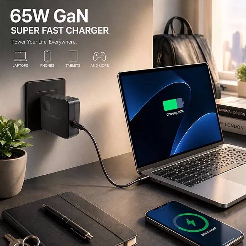 GaN 65W laturi USB C PD PPS 5V 21V 3A 3.25A