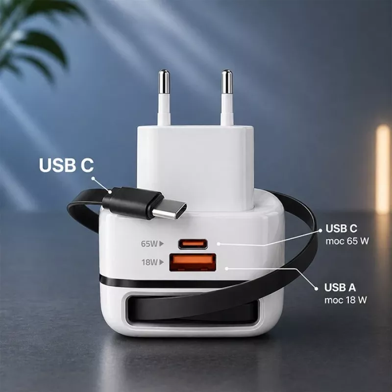 Laturi USB-C 65W GaN PPS 5V 20V 3A 3,25A