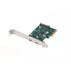 Verkkokortti PCI Express x1 -> 2x USB-C 3.2 Gen 2x1 LED Low Profile