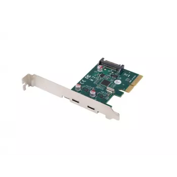 Verkkokortti PCI Express x1 -> 2x USB-C 3.2 Gen 2x1 LED Low Profile