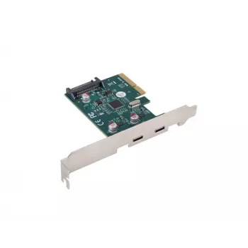 Verkkokortti PCI Express x1 -> 2x USB-C 3.2 Gen 2x1 LED Low Profile