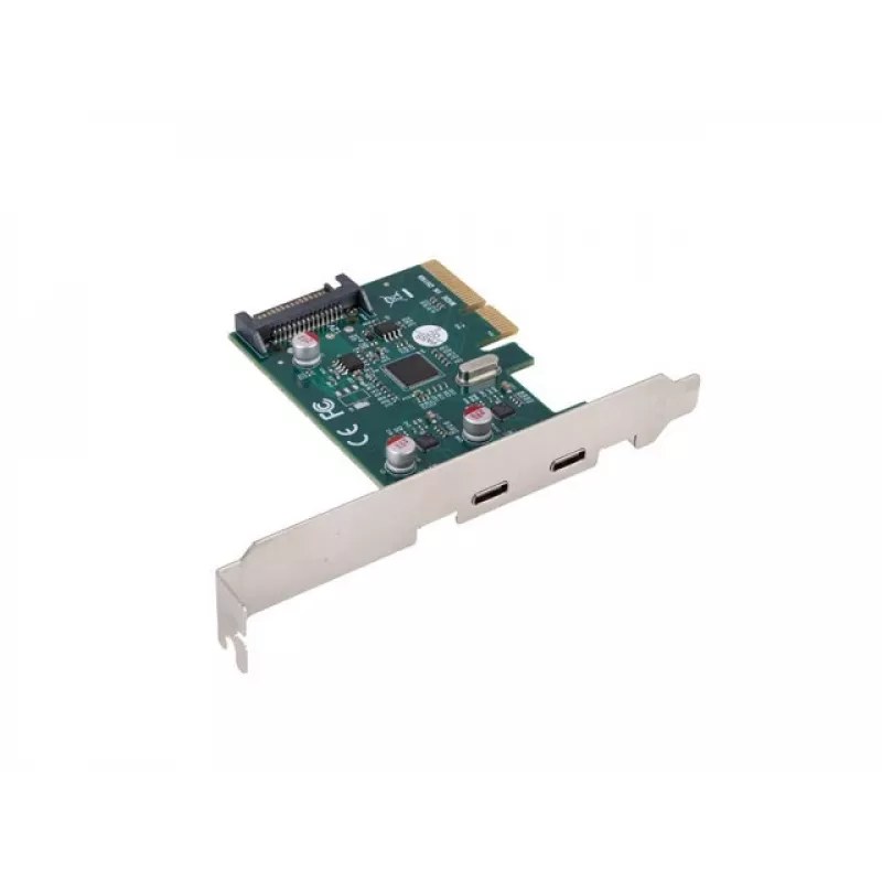 Verkkokortti PCI Express x1 -> 2x USB-C 3.2 Gen 2x1 LED Low Profile