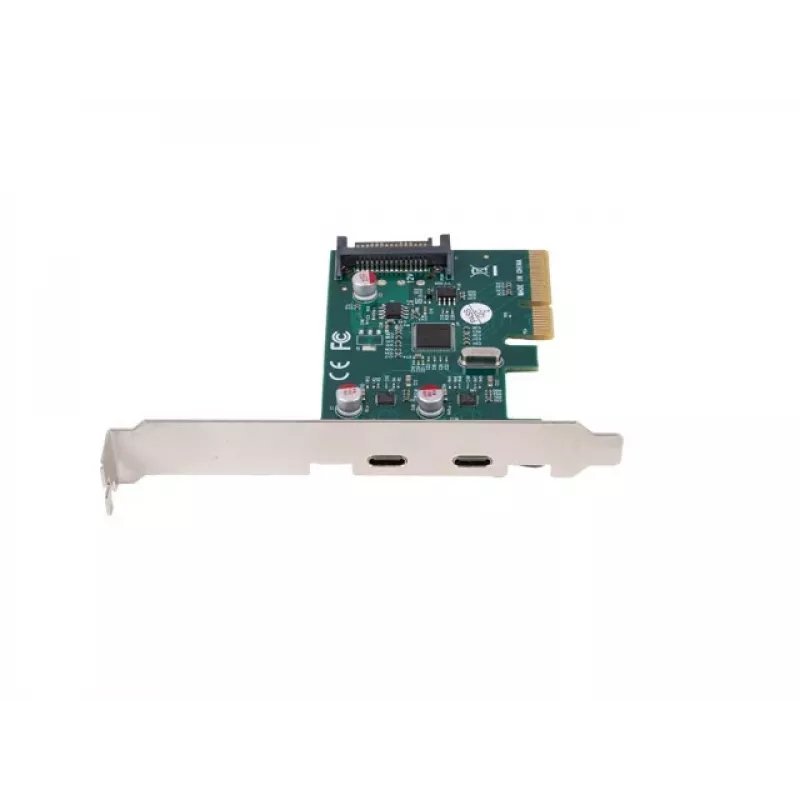 Verkkokortti PCI Express x1 -> 2x USB-C 3.2 Gen 2x1 LED Low Profile