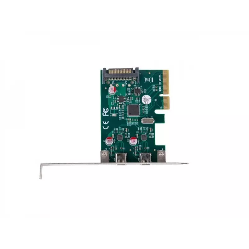 Verkkokortti PCI Express x1 -> 2x USB-C 3.2 Gen 2x1 LED Low Profile