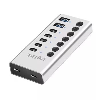 USB-keskitin USB 3.2 Gen1 7 porttia USB-A/C, virtakytkin