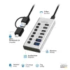 USB-keskitin USB 3.2 Gen1 7 porttia USB-A/C, virtakytkin