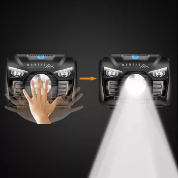 Montis ladattava otsalamppu anturilla MT001 musta otsalamppu LED