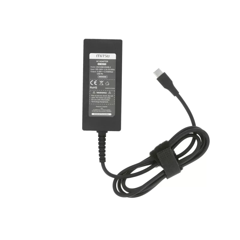 Kannettavan tietokoneen virtalähde 45W USB-C 5V-9V-12V-15V/3A, 20V/2,25A PD