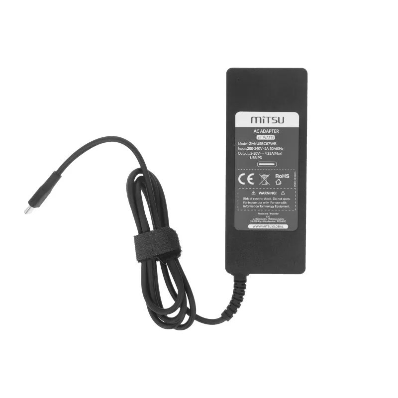 Kannettavan tietokoneen virtalähde 87W USB-C 5V-9V-12V-15V/3A, 20V/3,25A, 20,2V/4,3A PD