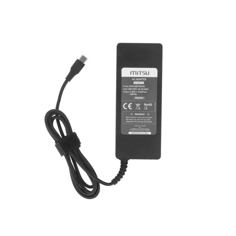 Kannettavan tietokoneen virtalähde 90W USB-C 5V-9V-12V-15V/3A, 20V/4.5A PD