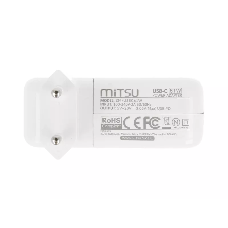 Kannettavan tietokoneen virtalähde 61W USB-C 5V-9V-12V-15V-20V-20,3V/3A PD