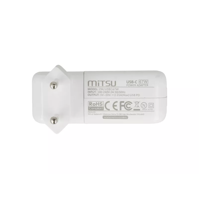 Kannettavan tietokoneen virtalähde 67W USB-C 5V-9V-12V-15V/3A, 20V/3.35A PD