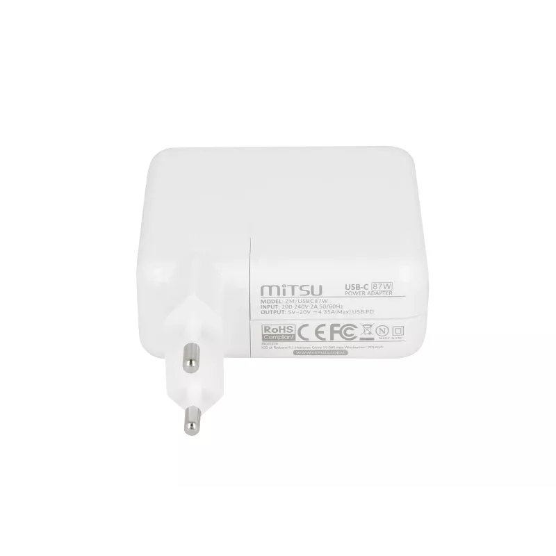 Kannettavan tietokoneen virtalähde 87W USB-C 5V-9V-12V-15V/3A, 20V/3,25A, 20,2V/4,3A PD
