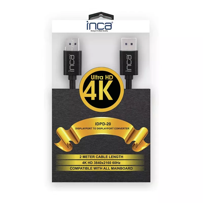 INCA DisplayPort-kaapeli IDPD-20 DP > DP; 4K60Hz; 2,0 m Retail