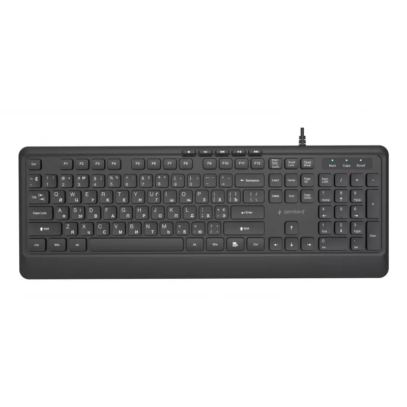 Näppäimistö Multimedia USB CYRILL/MUSTA KB-MCH-05-CYRL Gembird