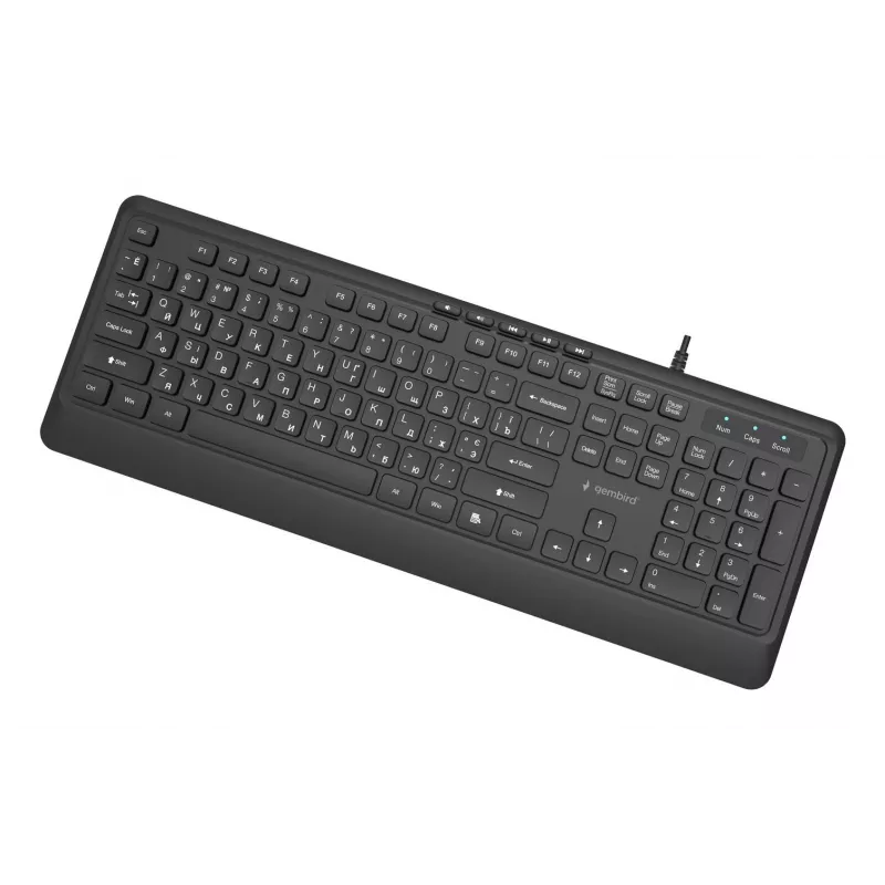 Näppäimistö Multimedia USB CYRILL/MUSTA KB-MCH-05-CYRL Gembird
