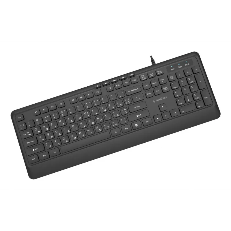 Näppäimistö Multimedia USB CYRILL/MUSTA KB-MCH-05-CYRL Gembird