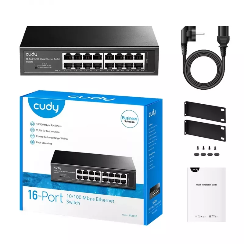 Cudy FS1016 verkkokytkin Fast Ethernet (10/100) musta