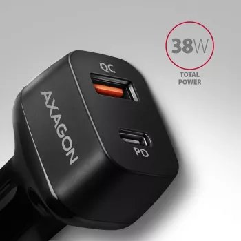 AXAGON PWC-PQ38 38W autolaturi 2x portti USB-A+C
